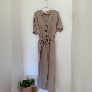 Carly Jean Los Angeles Tan Jumpsuit